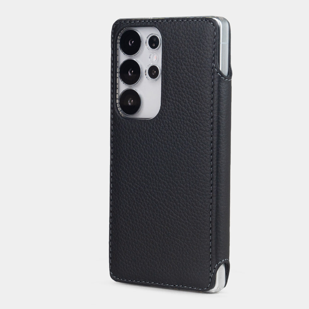Protection Leather Case for Galaxy S25 Ultra in Black Handmade in France