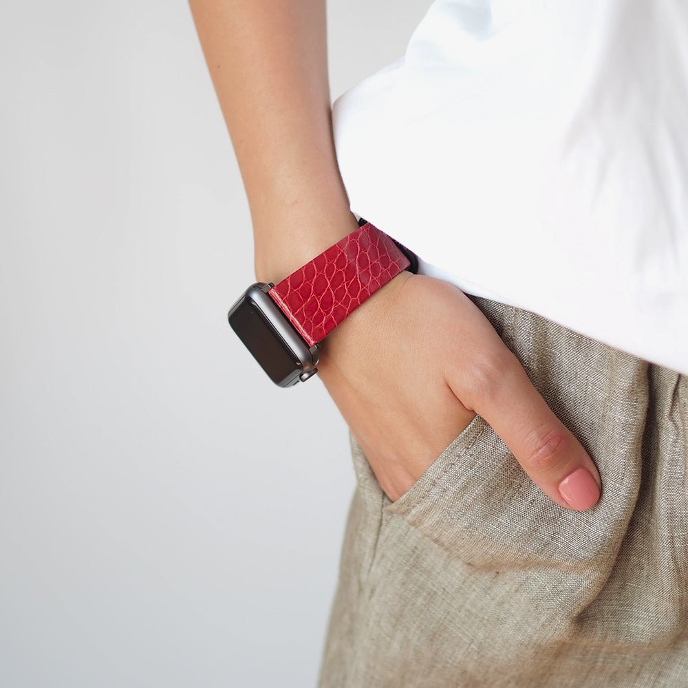 Real Alligator Strap Apple Watch 40/41mm Red | Marcel Robert - 20
