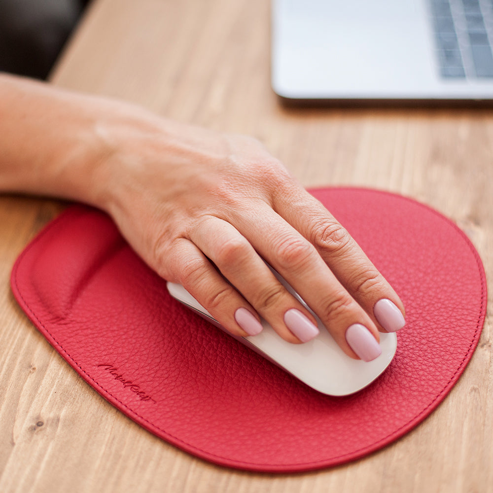leather mouse pad red