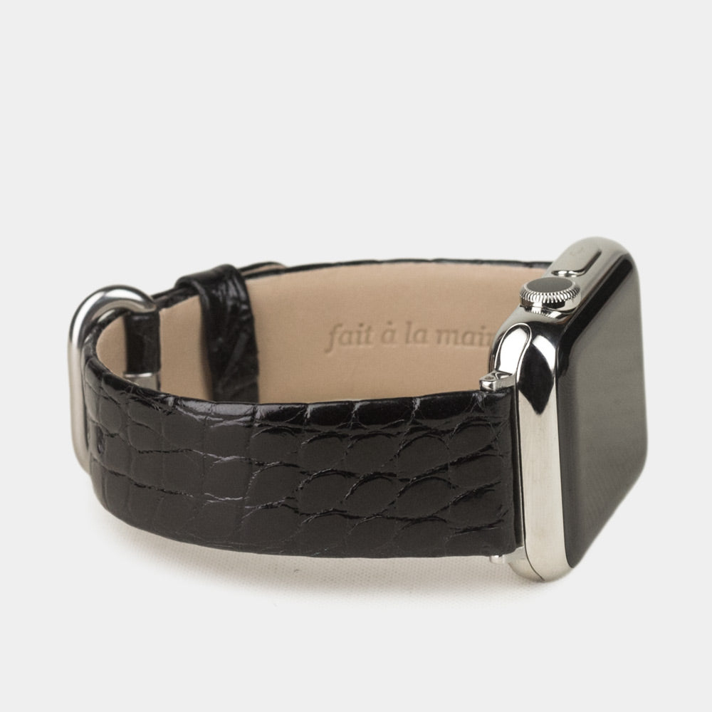 Men's Apple Watch band 45/46mm shiny alligator leather