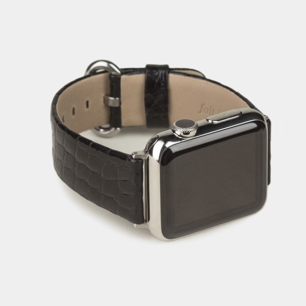 Men's Apple Watch band 45/46mm shiny alligator leather