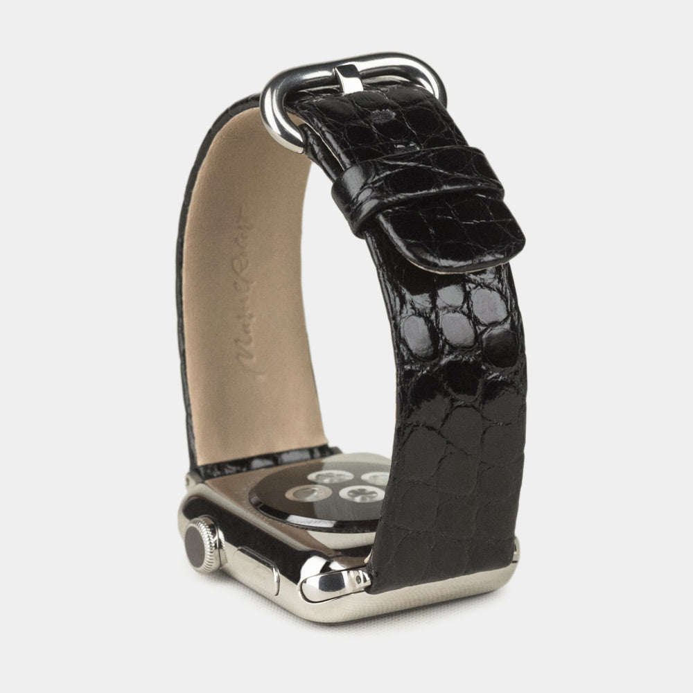 Men's Apple Watch band 45/46mm shiny alligator leather