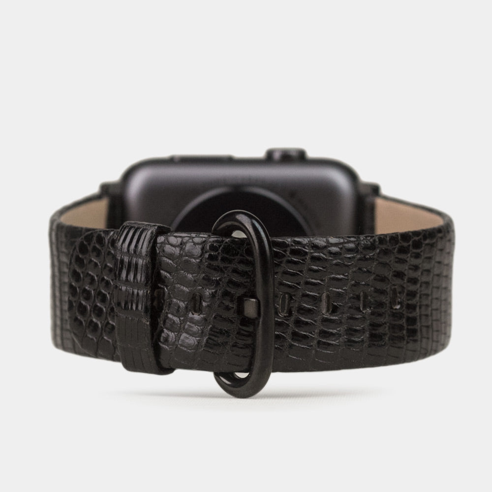 Black Lizard Strap Apple Watch black adapters & buckle main view