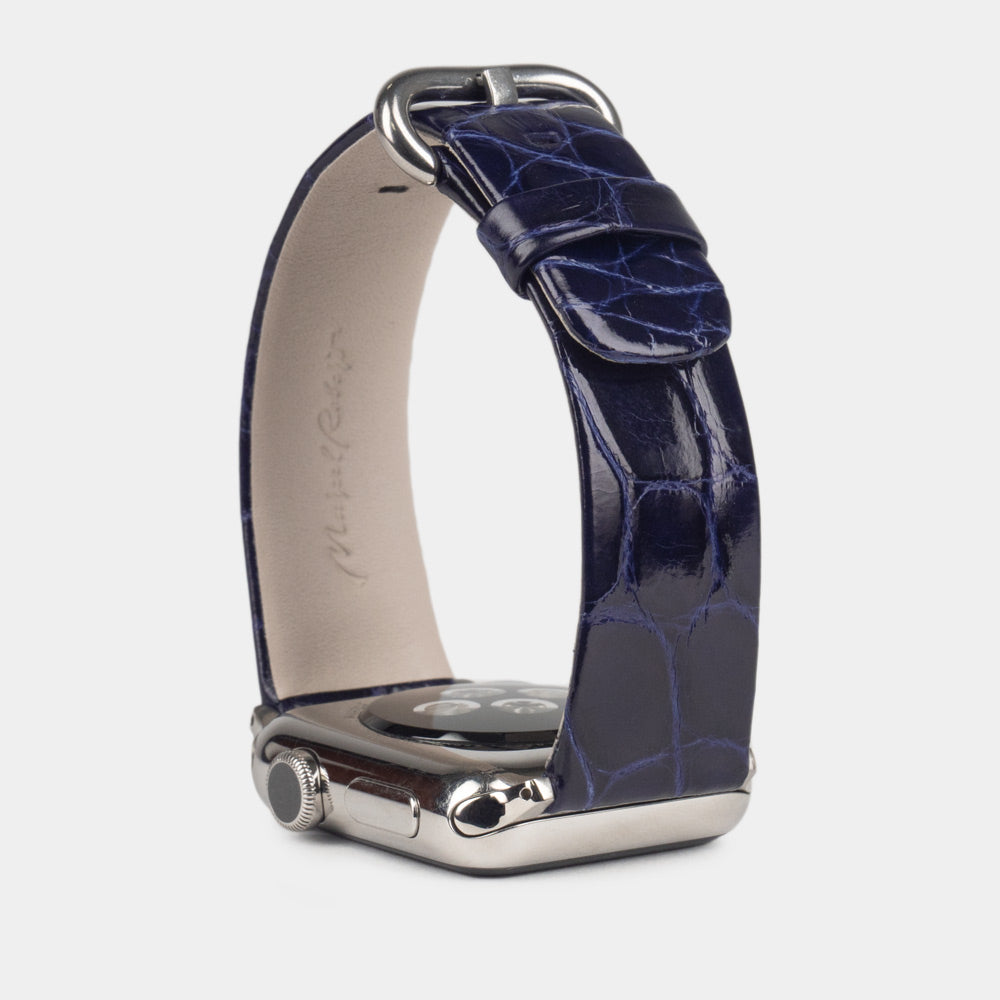 Men's Apple Watch band 45/46mm shiny alligator leather