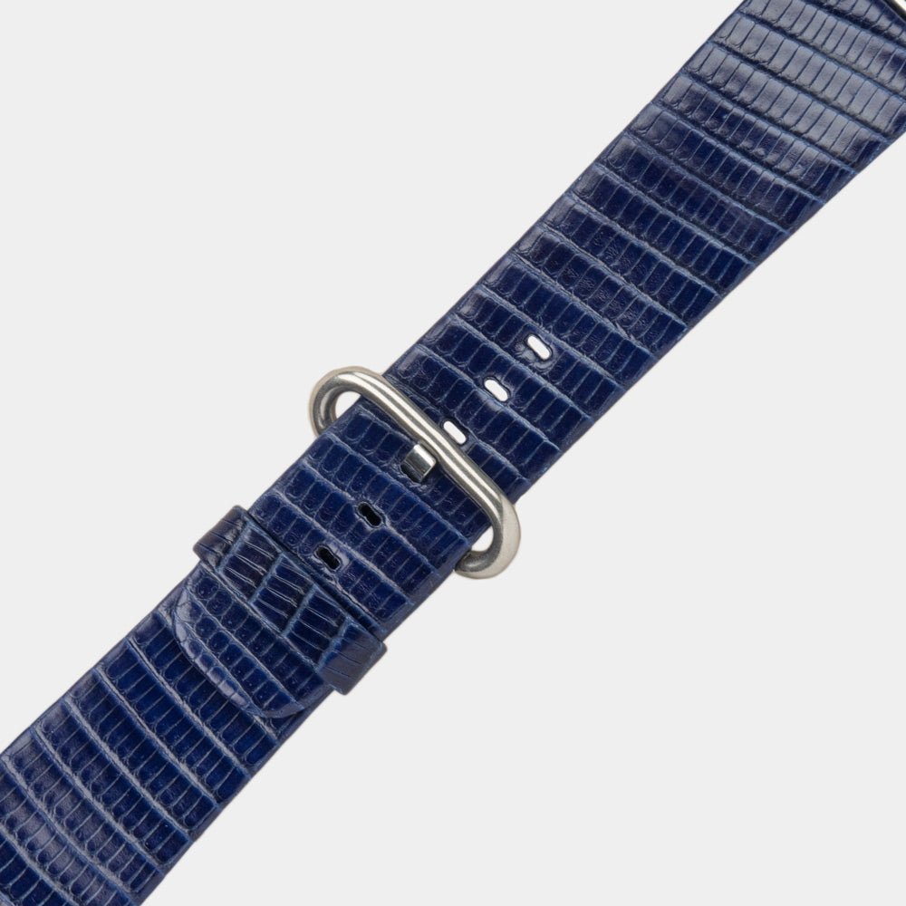 blue lizard strap apple watch steel adapters and buckle main view