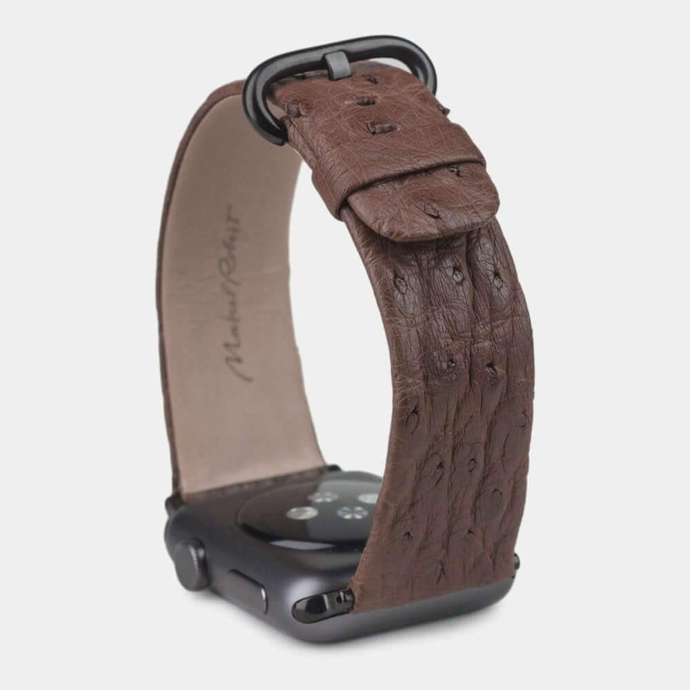 Ostrich Strap Apple Watch 45/46mm Brown | Marcel Robert - 8