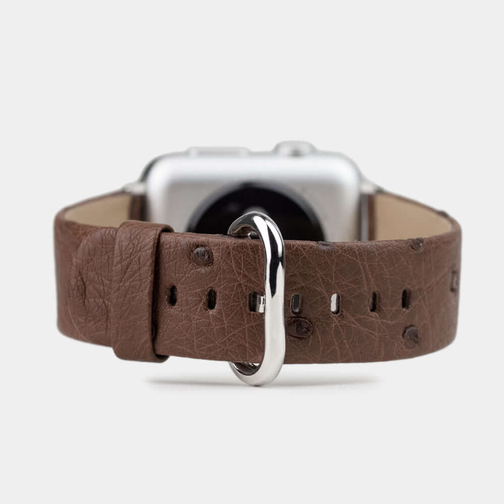 Ostrich Leather Strap Apple Watch 45/46mm Brown | Marcel Robert - 0