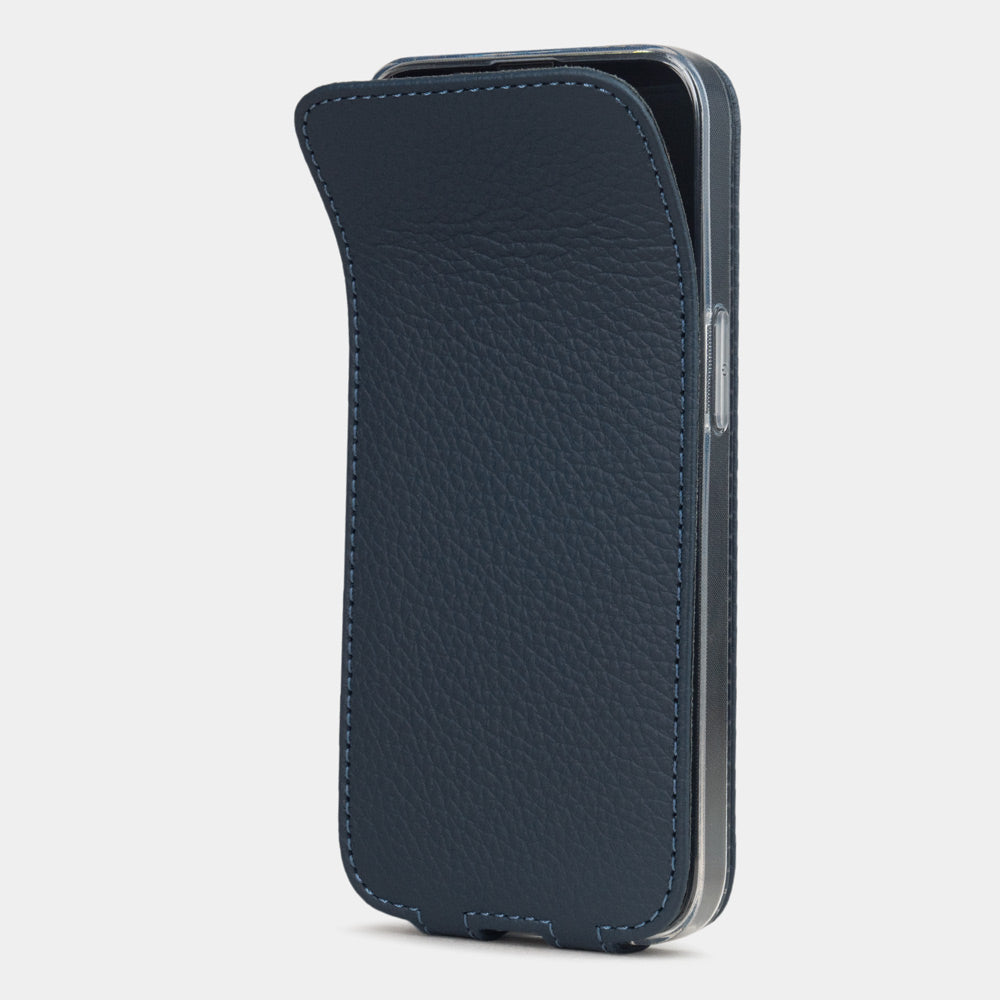 iPhone 16e Blue Luxury Leather Flip Case with MagSafe