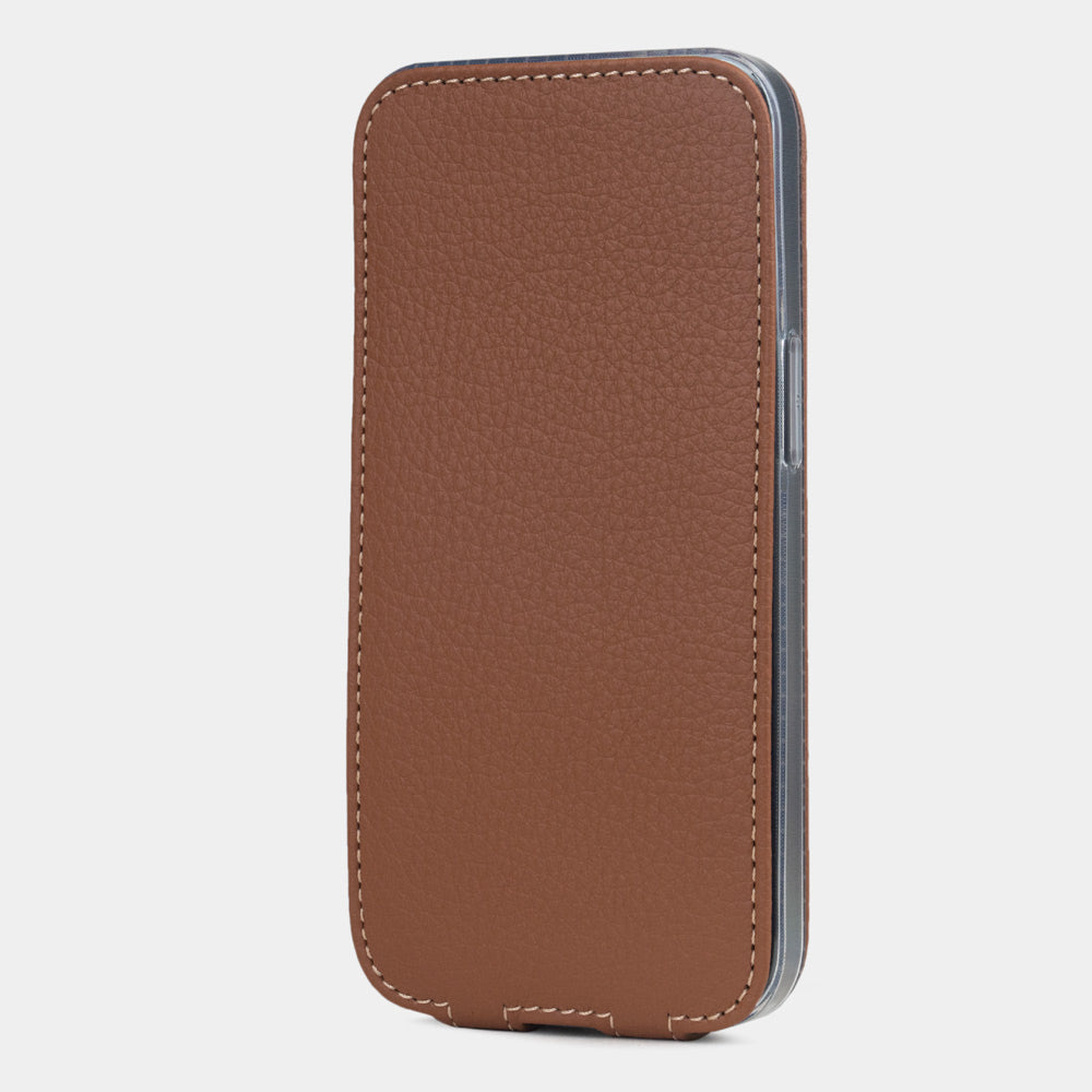 iPhone 16e Gold Premium Leather Flip Case with MagSafe