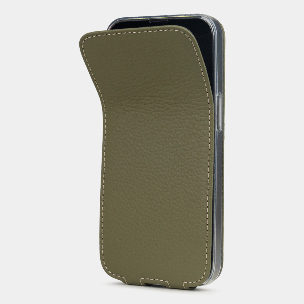 iPhone 16e Green Calfskin Case – MagSafe Flip