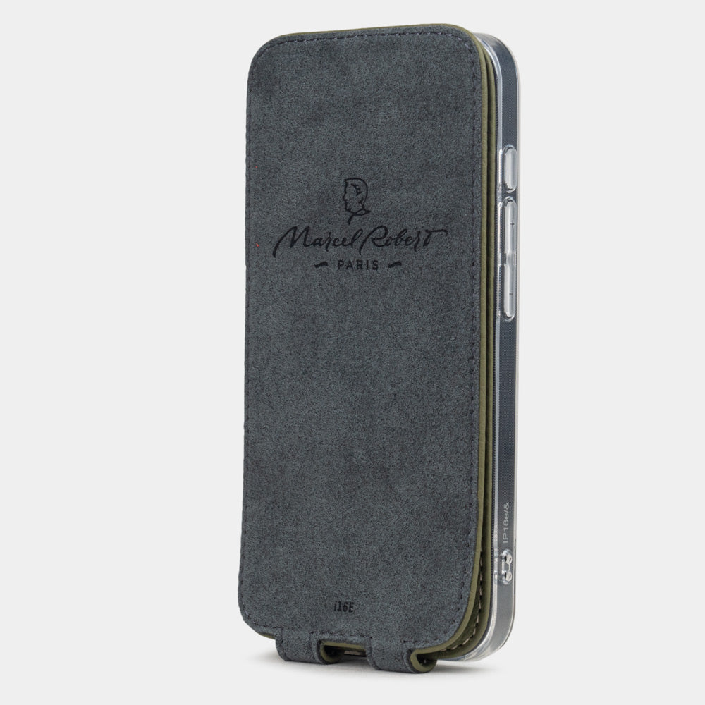 iPhone 16e Green Calfskin Case – MagSafe Flip