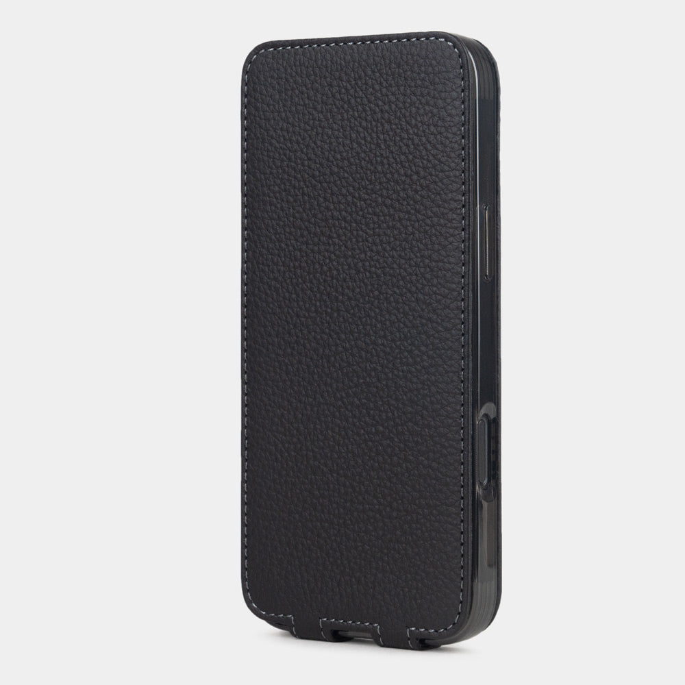 iPhone 16e Black Calfskin Case – MagSafe Flip