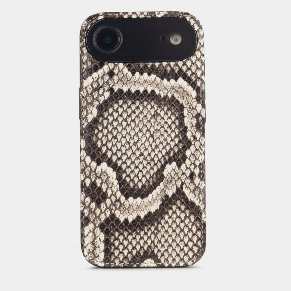 Natural Python Cover Case iPhone 17 Air – luxury handmade phone case in genuine python leather, main photo