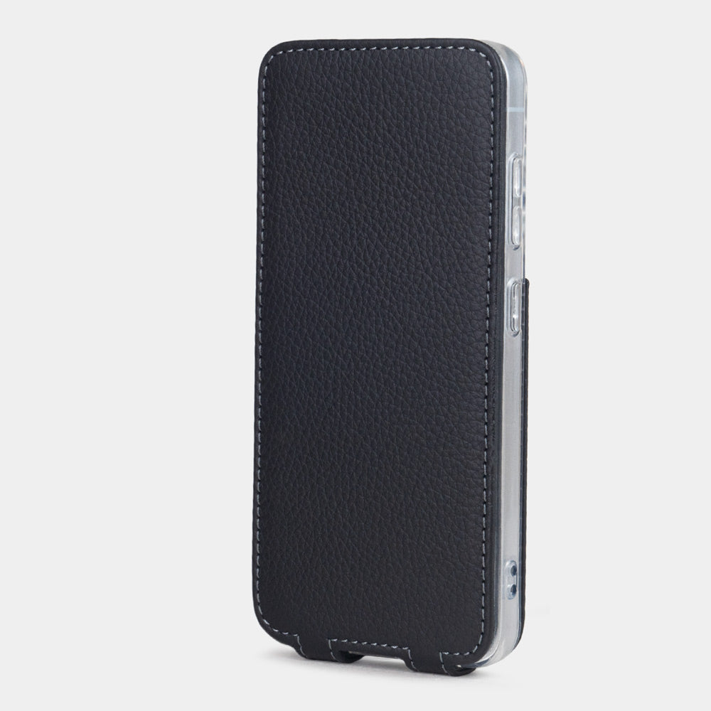 Samsung Galaxy S25 Case – Black Calfskin Leather Flip Cover