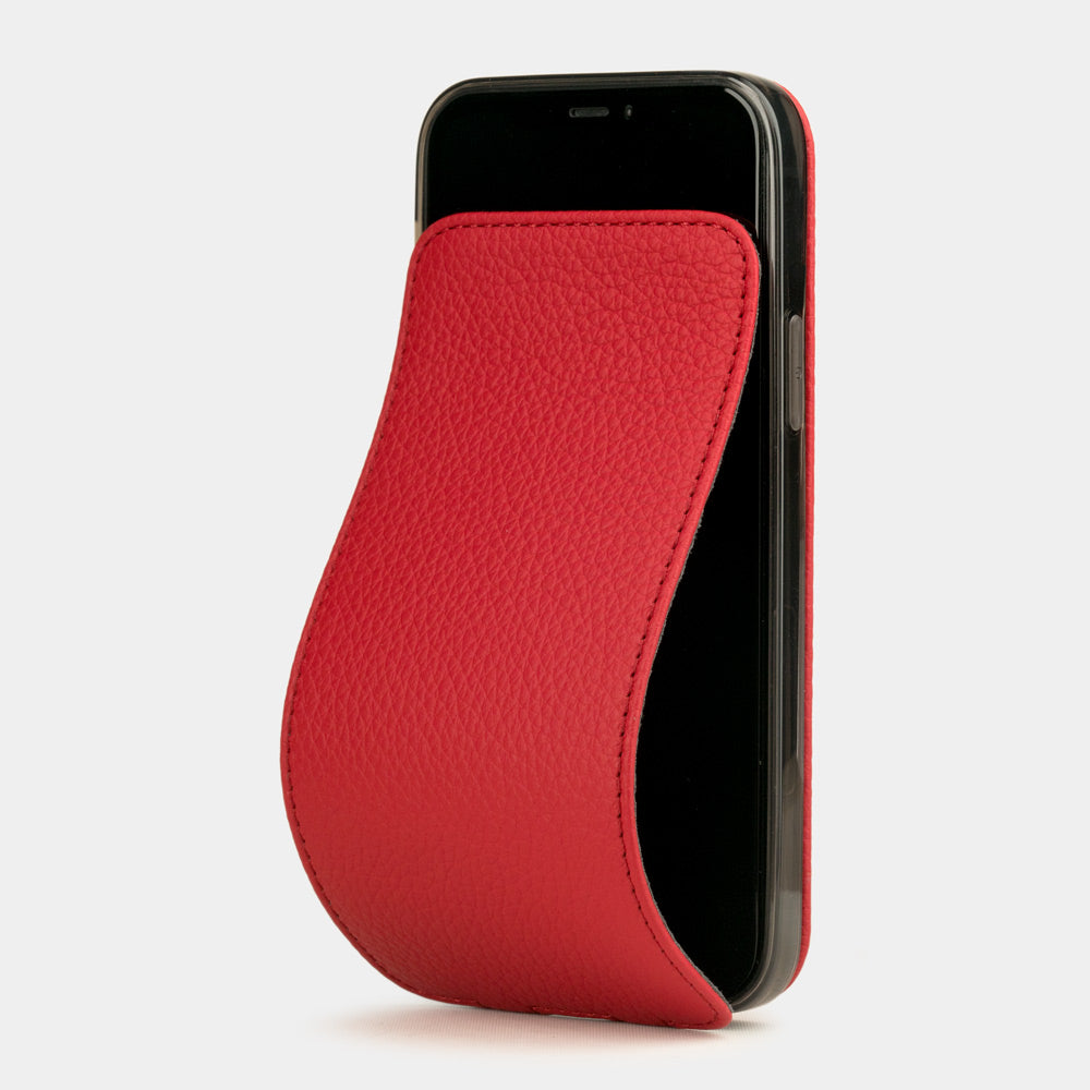 red leather iPhone 12 pro case with slim magnetic flip cover - main visual