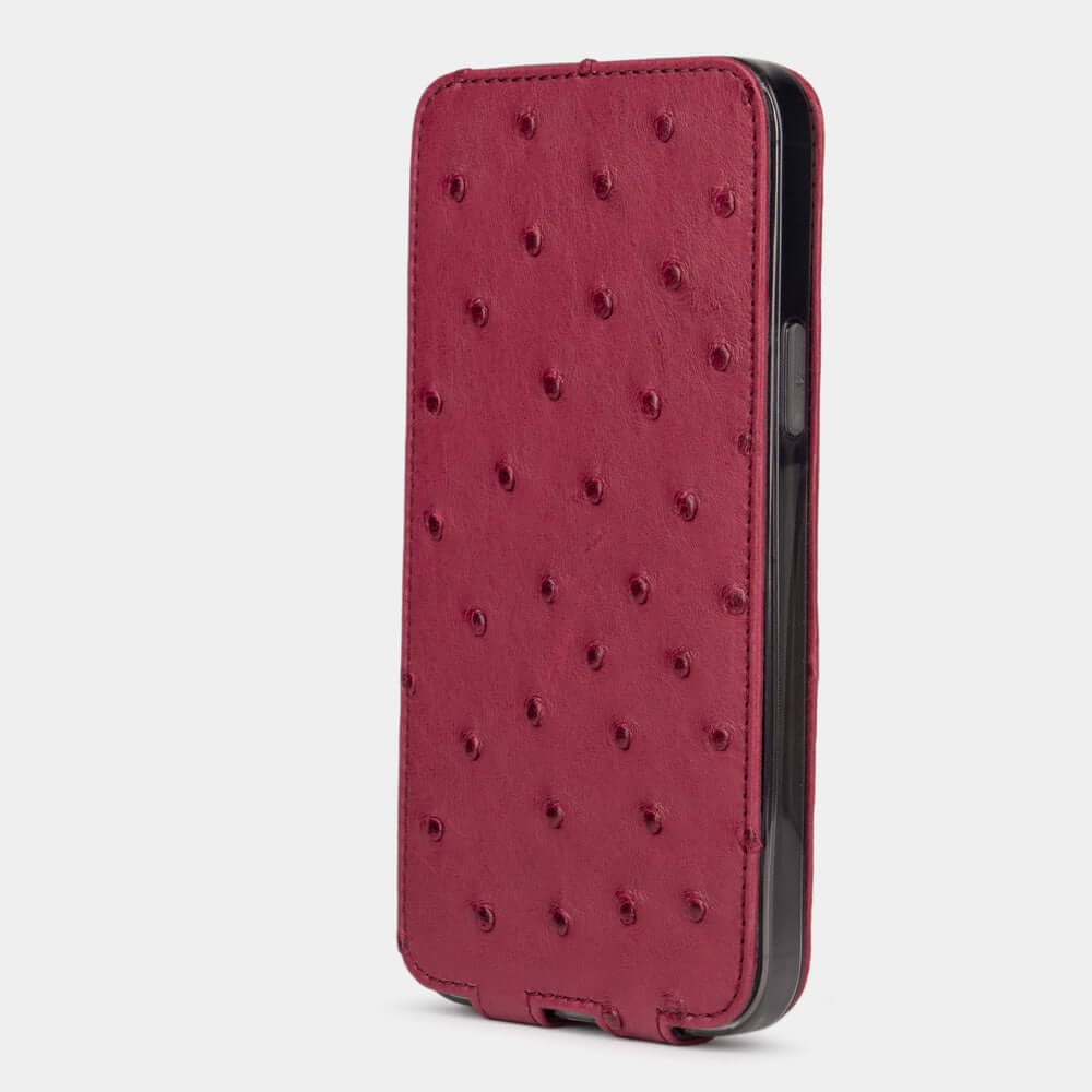 Ostrich Leather Case iPhone 13 Pro Max Fuchsia | Marcel Robert - 2