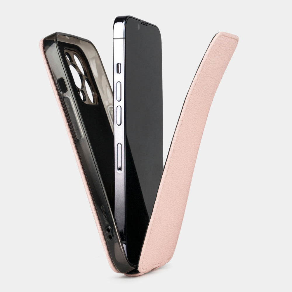 iPhone 15 Pro Max Pink Calfskin Flip Case – MagSafe