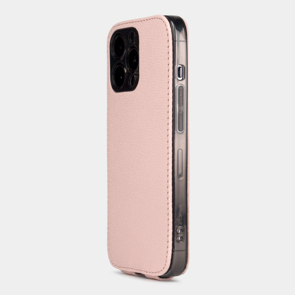 iPhone 15 Pro Max Pink Calfskin Flip Case – MagSafe