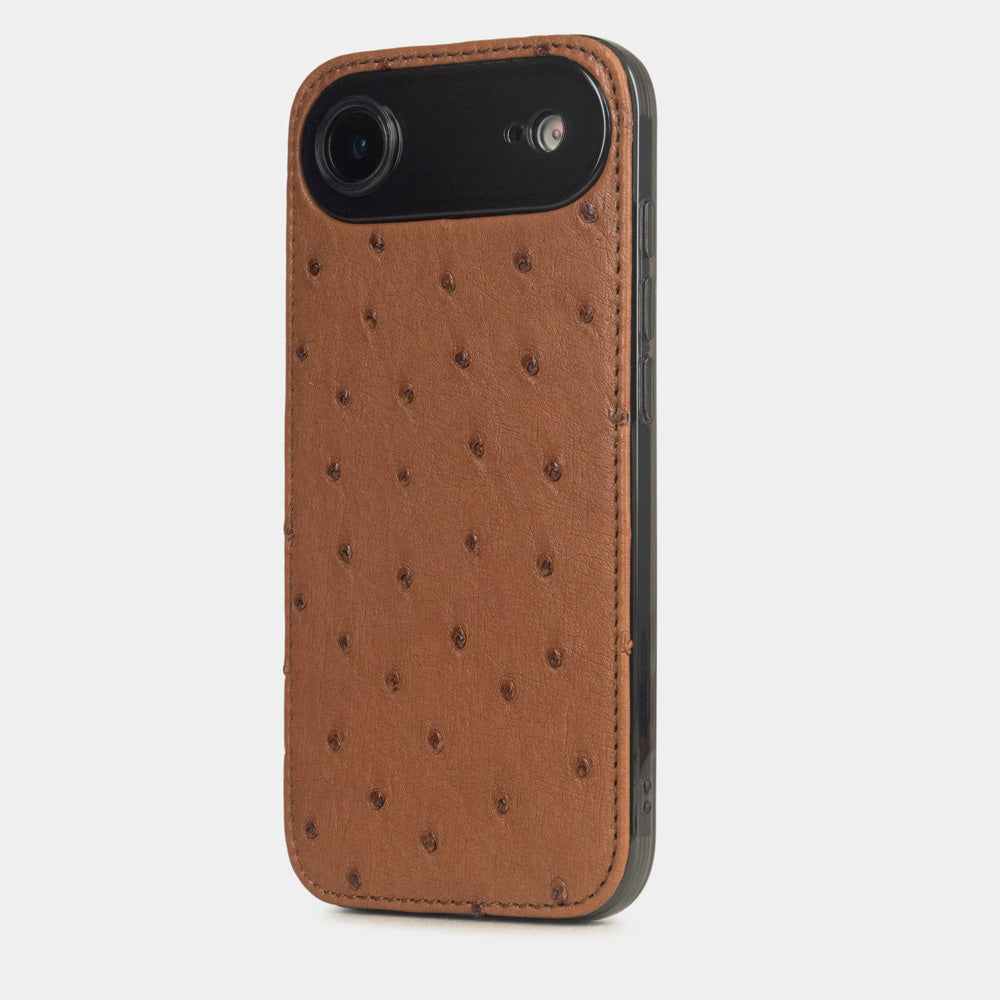 Gold Ostrich Case iPhone 17 Air - view from camera side and how the lenses are efficiently protected