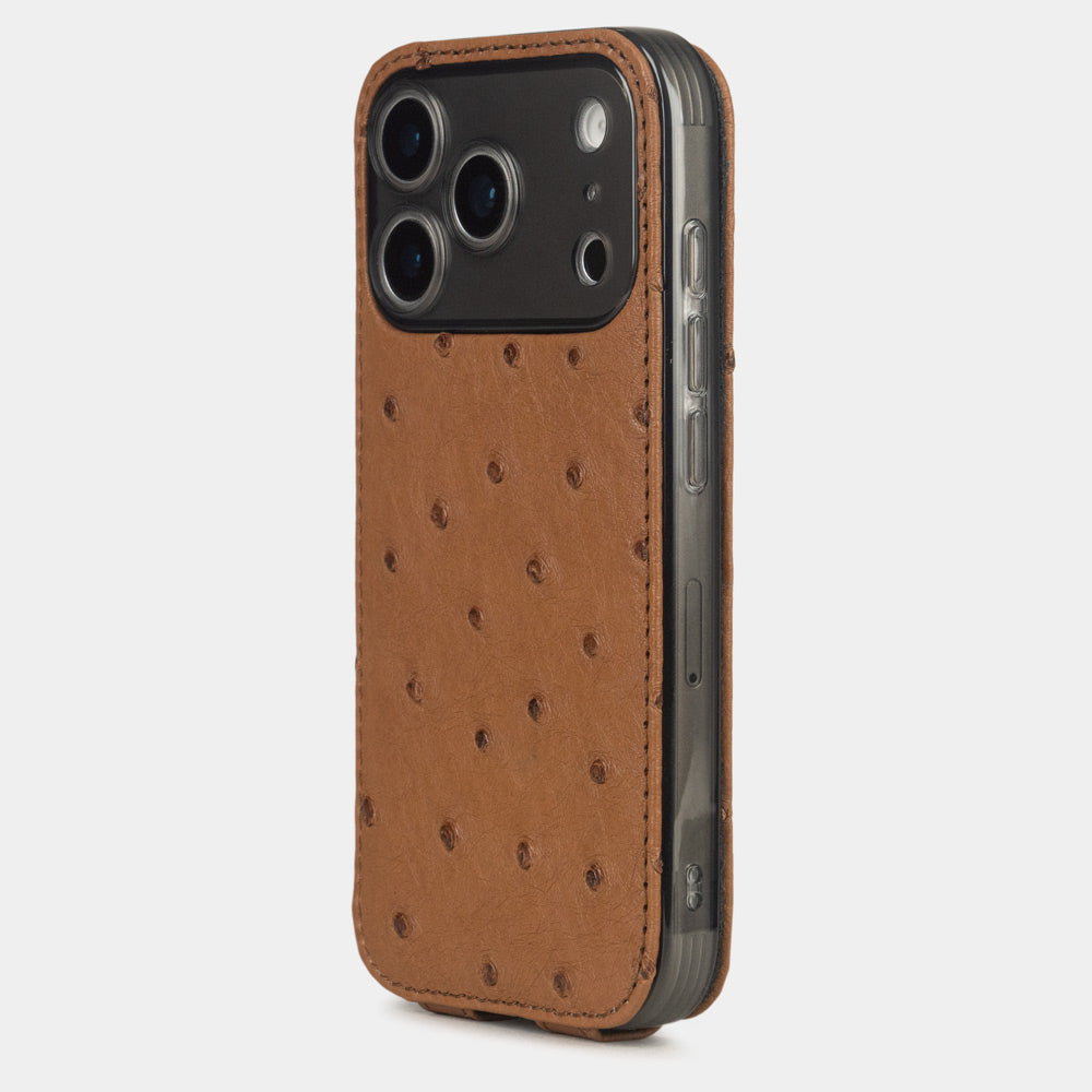 Gold Ostrich Case iPhone 17 Pro Max silver - view from camera side and how the lenses are efficiently protected