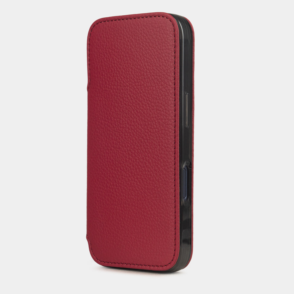 iPhone 17 Pro Max Red Leather Wallet Case