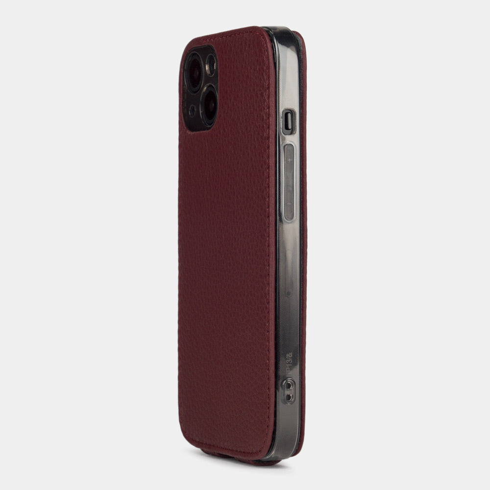 iPhone 14 Plus Bordeaux calfskin flip case – MagSafe wireless charging