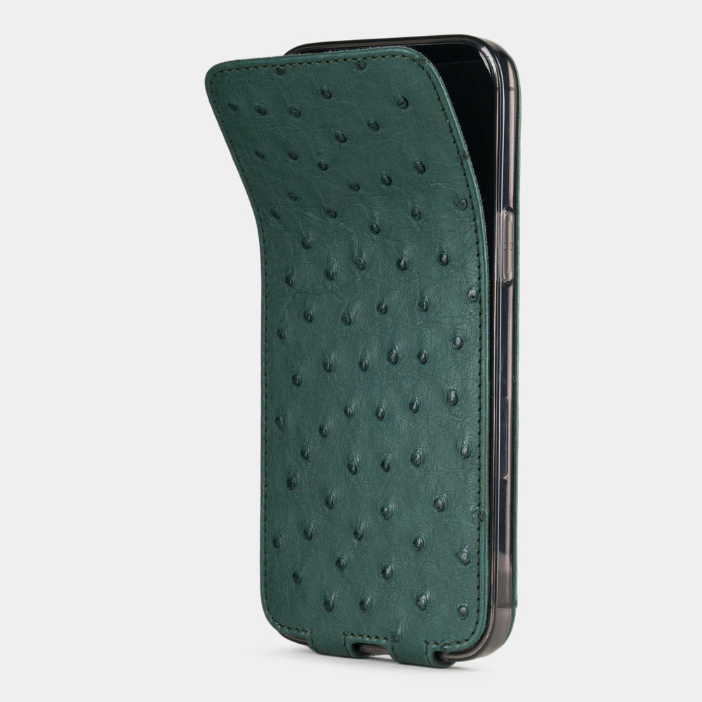 Genuine Ostrich iPhone 12 Pro Max Case Green | Marcel Robert - 1