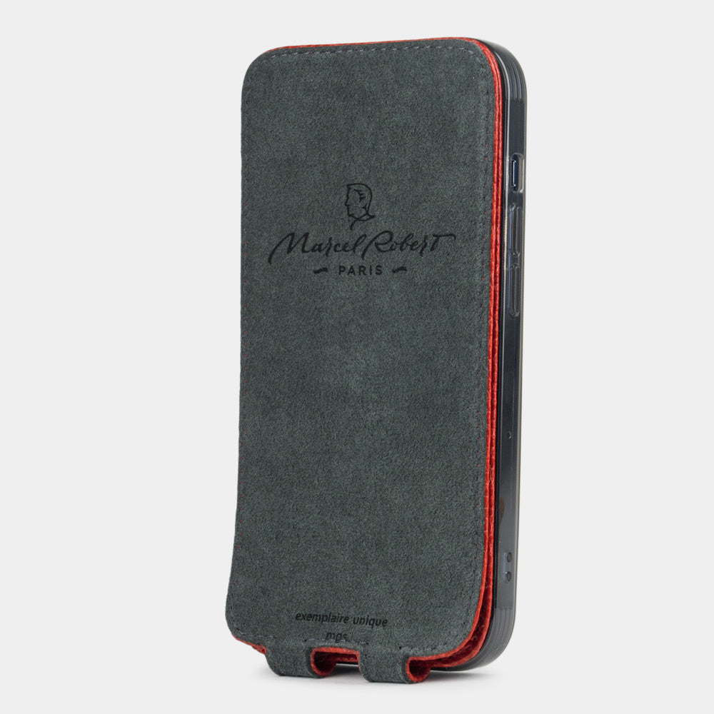iPhone 14 Pro Max Case – Red Lizard Leather Flip MagSafe