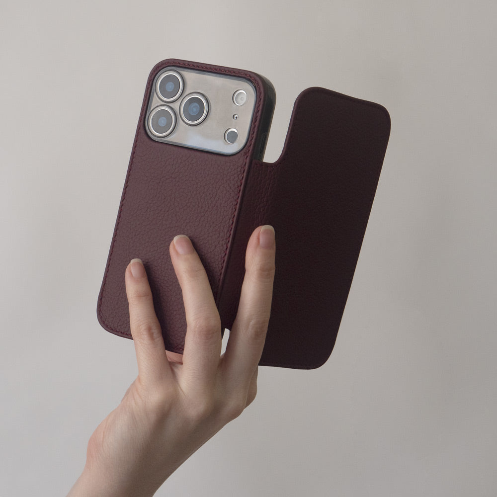 iPhone 17 Pro Max wallet case leather bordeaux