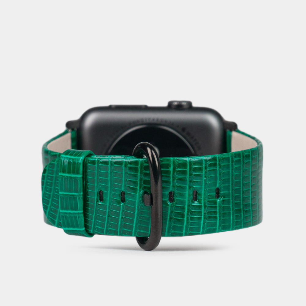 green lizard strap apple watch black adapters and buckle main image