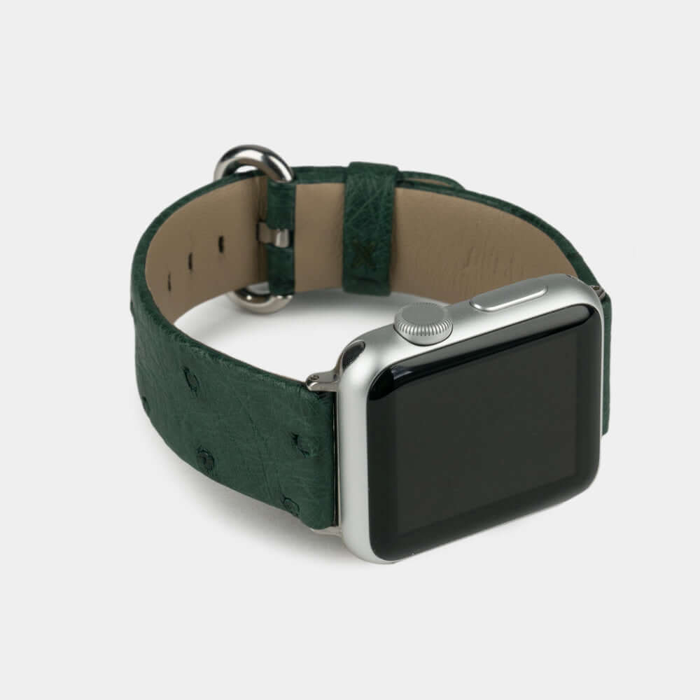 Ostrich Strap Apple Watch 45/46mm Green | Marcel Robert - 3