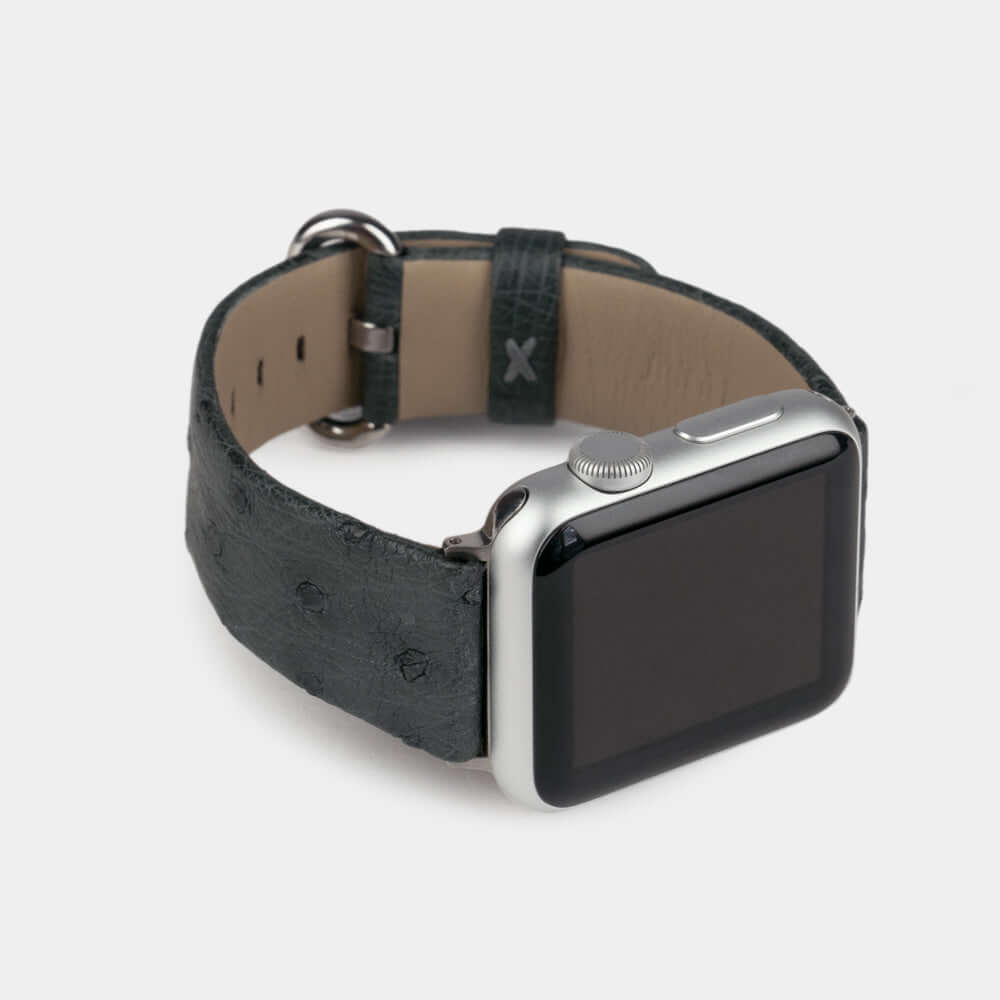 Ostrich Strap Apple Watch 45/46mm Grey | Marcel Robert - 4