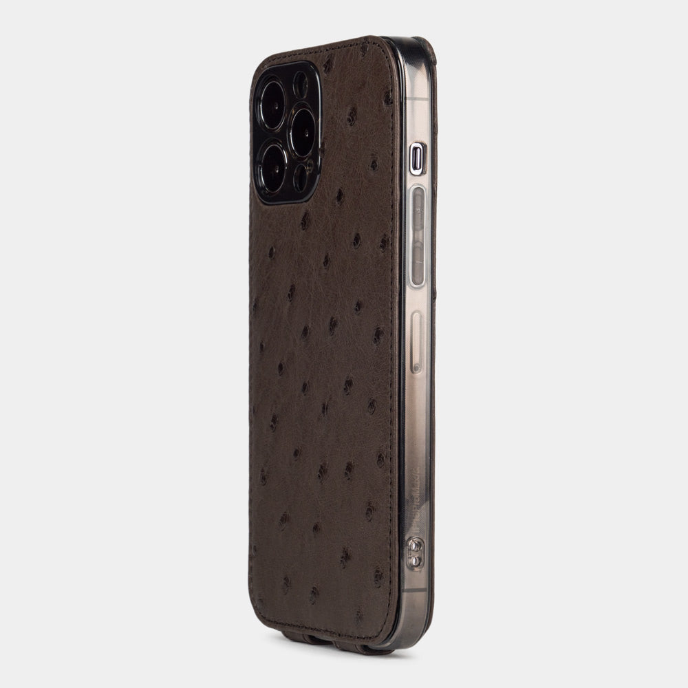 iPhone 13 Pro and Pro Max brown leather case slim back with built-in MagSafe and precise camera cutouts