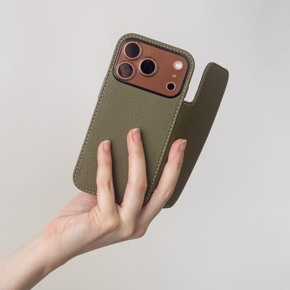 iPhone 17 Pro Max Green Leather Wallet Case