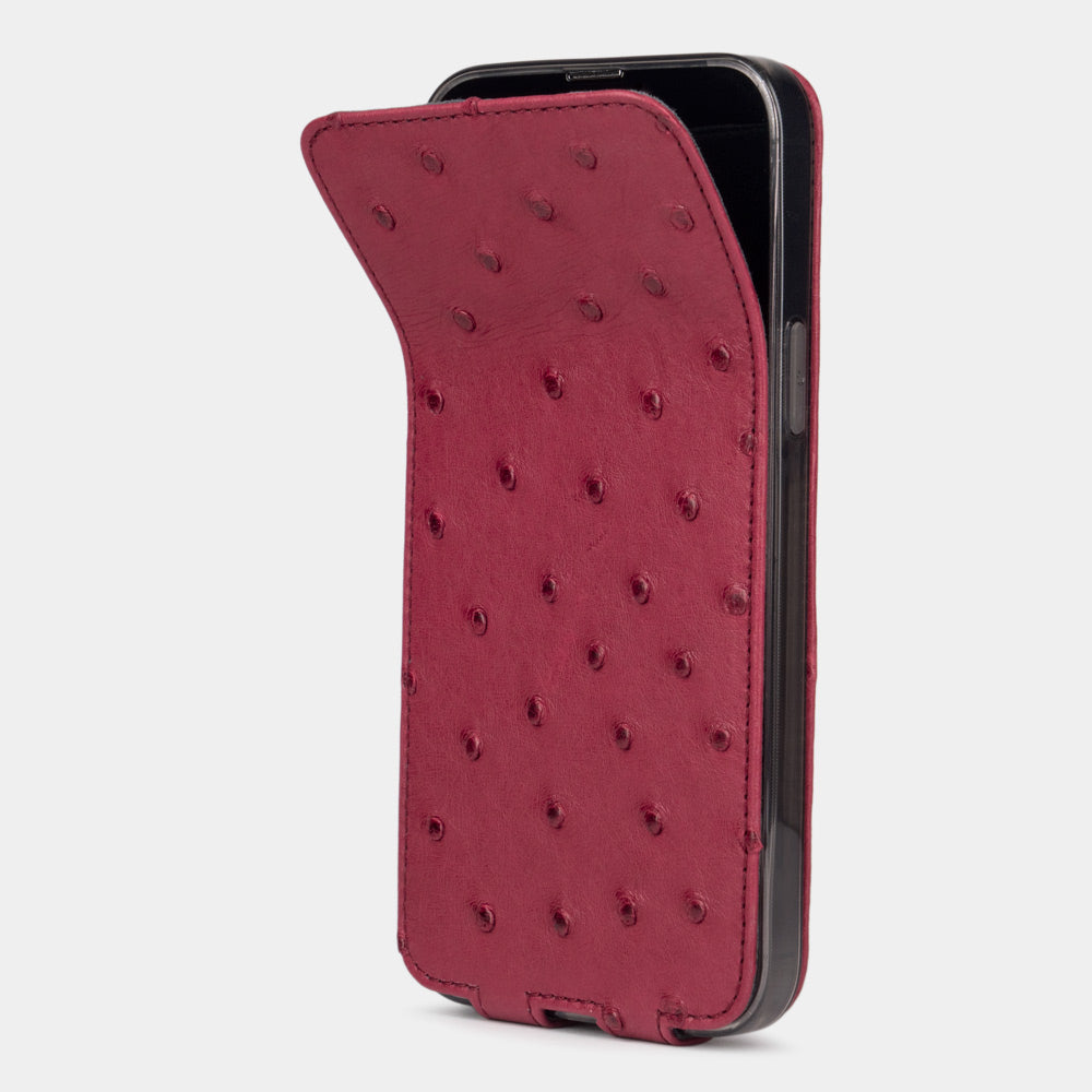 Ostrich Leather Case iPhone 13 Pro Max Fuchsia | Marcel Robert - 3