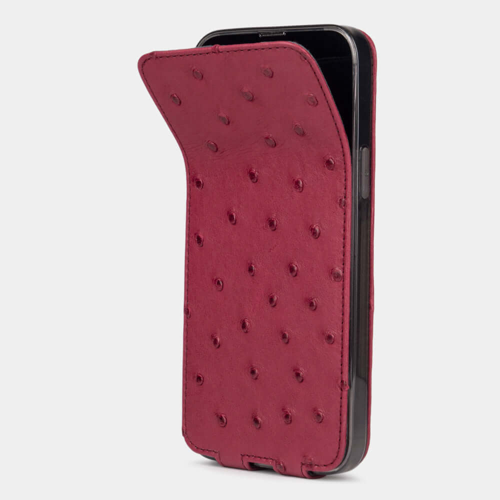 Ostrich Leather Case iPhone 13 Pro Max Fuchsia | Marcel Robert - 3