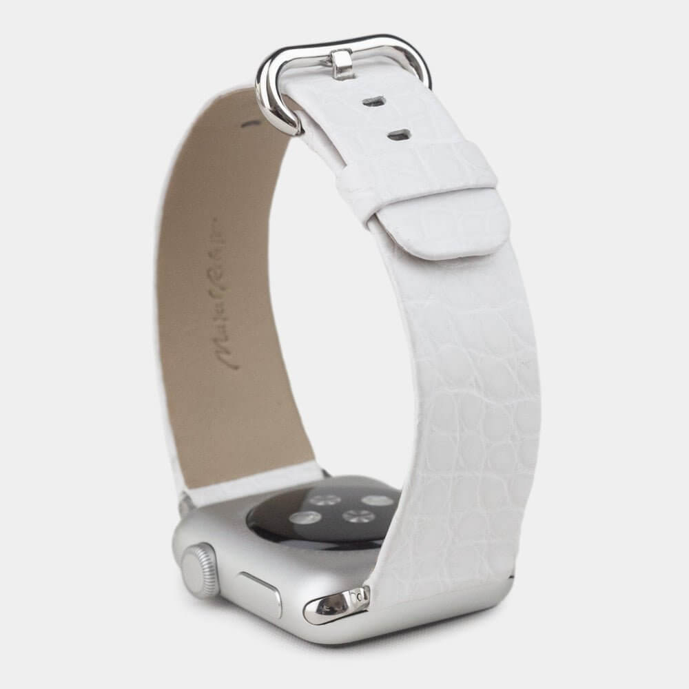 Alligator Matte Strap Apple Watch 45/46mm White | Marcel Robert - 8