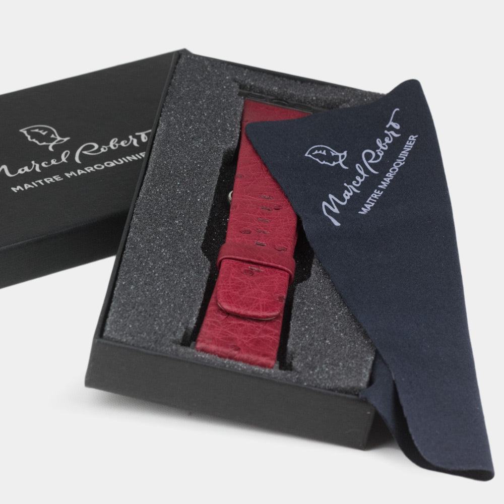 Ostrich Leather Strap Apple Watch 41/42mm Rose | Marcel Robert - 4