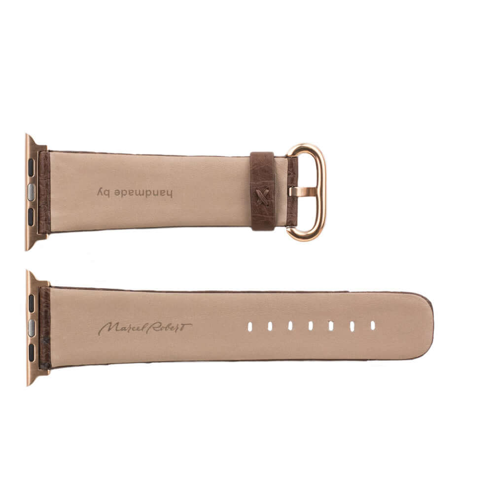 Ostrich Leather Strap Apple Watch 45/46mm Brown | Marcel Robert - 12
