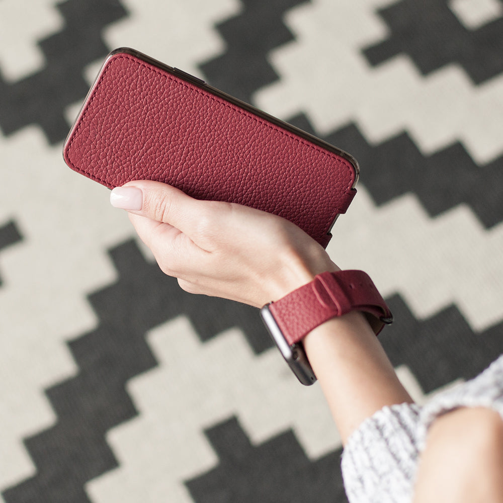 iPhone 11 Cherry Leather Flip Case – Magnetic Cover