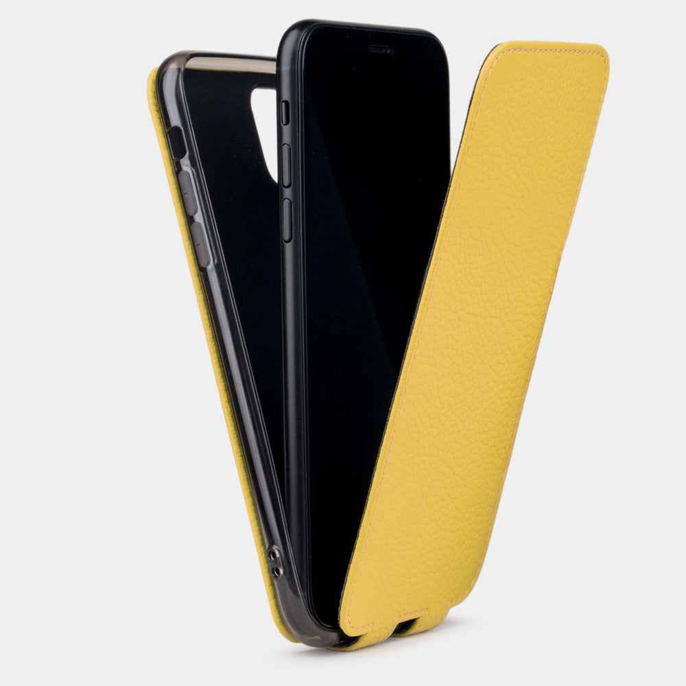 iPhone 11 Yellow Calfskin Case – Slim Magnetic Flip