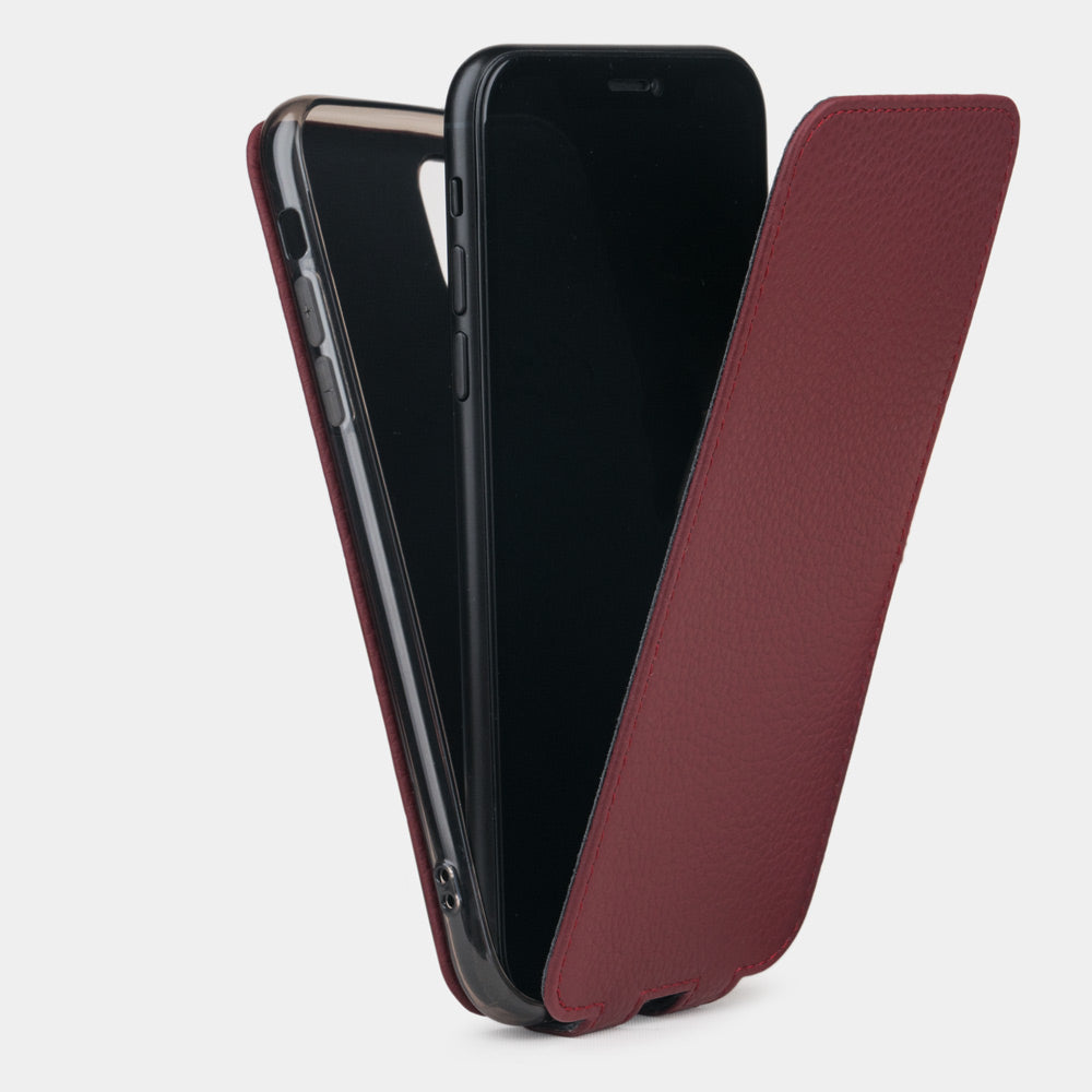 iPhone 11 Pro Bordeaux Leather Flip Case – Magnetic Cover