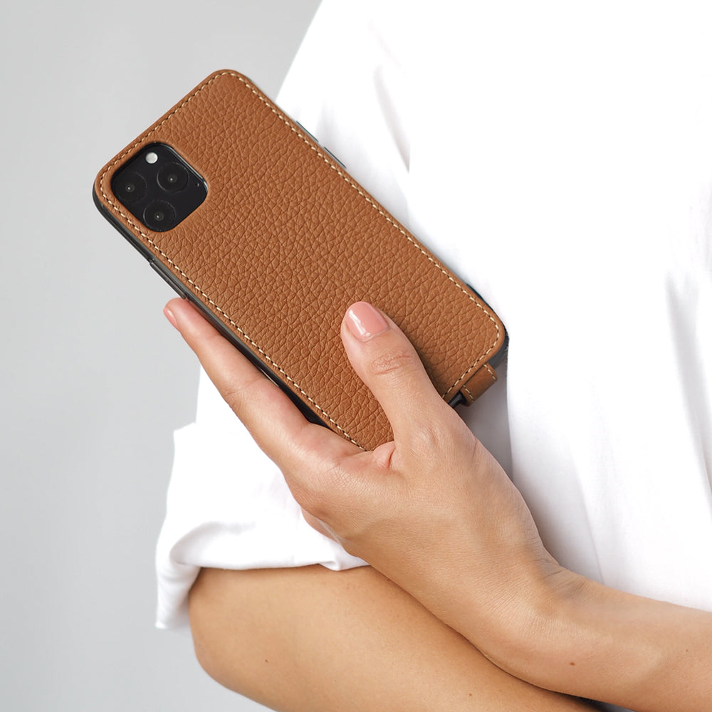 iPhone 11 Pro Max Caramel Calfskin Flip Case – Magnetic Cover
