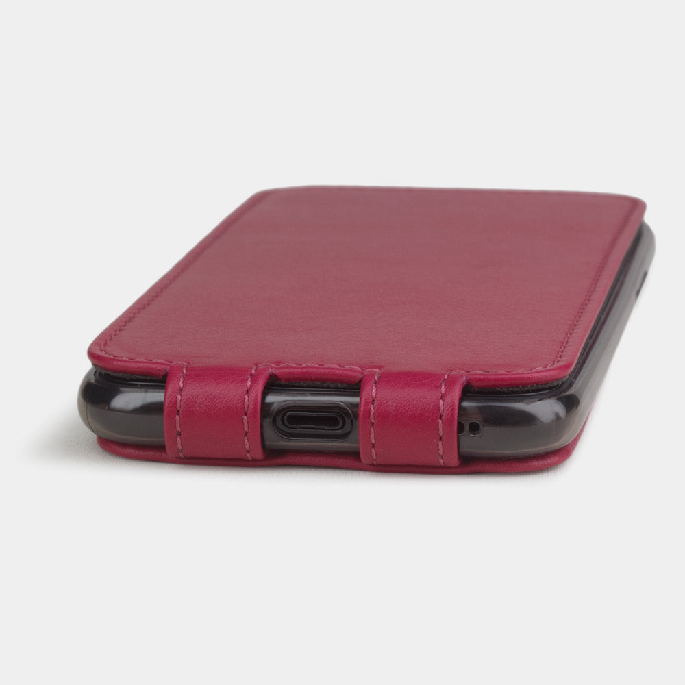 iPhone 11 Pro Max Fuchsia Leather Flip Case – Magnetic Cover
