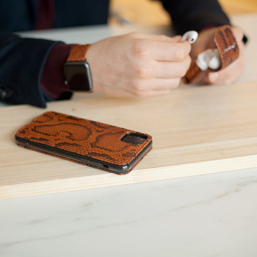 iPhone 11 Pro Max Gold Python Flip Case – Exotic Leather