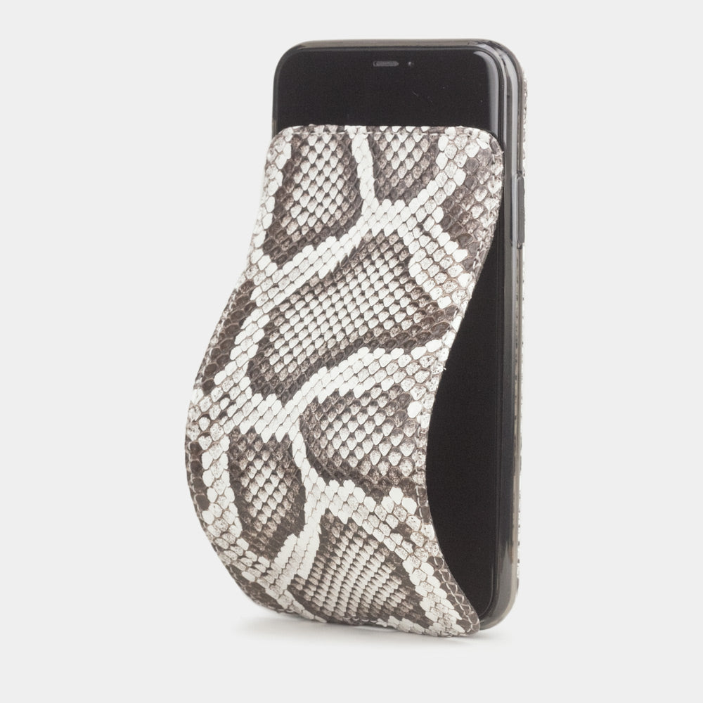 Natural python leather flip case iPhone 11 Pro Max, Marcel Robert handmade magnetic folding cover