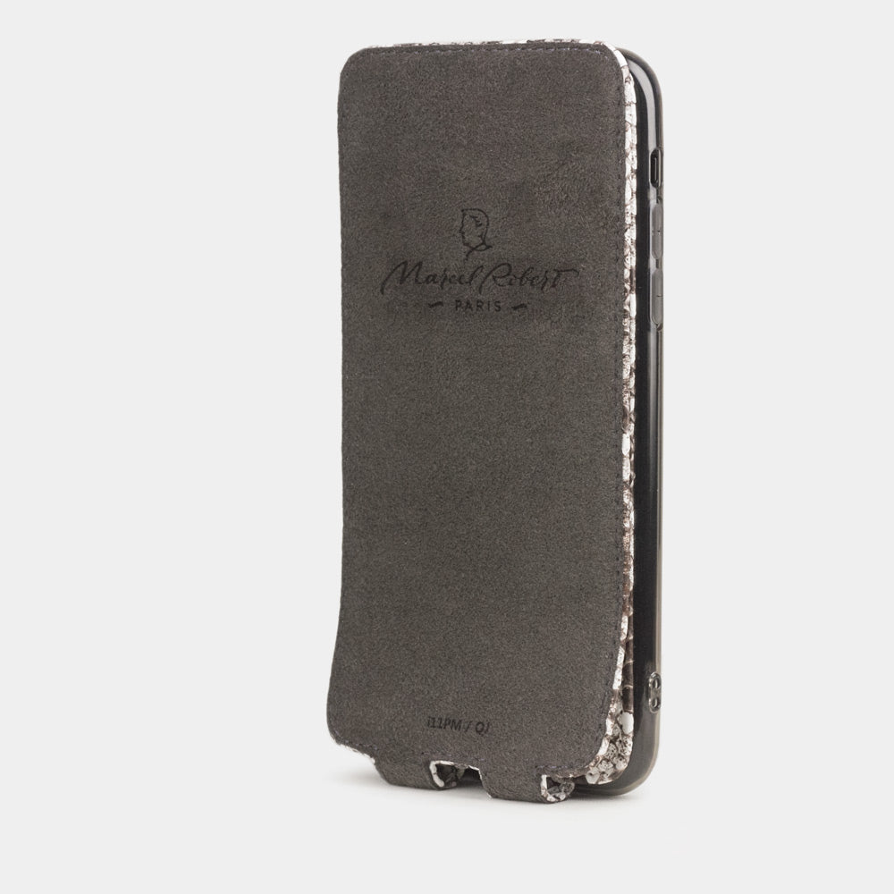 Natural python leather flip case iPhone 11 Pro Max, Marcel Robert handmade magnetic folding cover
