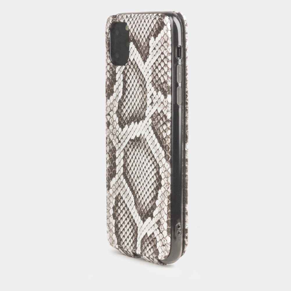 Natural python leather flip case iPhone 11 Pro Max, Marcel Robert handmade magnetic folding cover