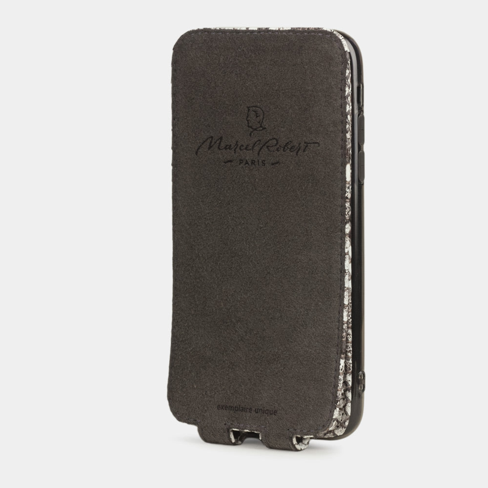 Natural python leather flip case iPhone 11, Marcel Robert handmade magnetic folding cover