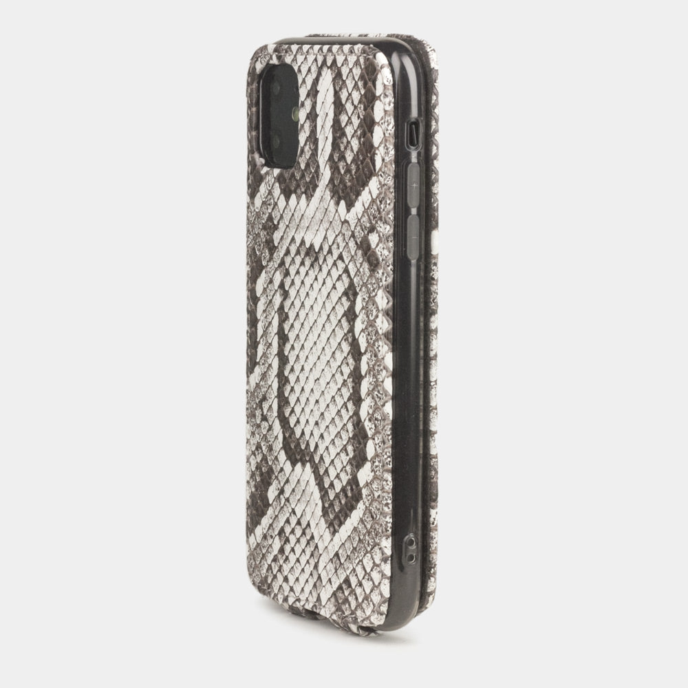Natural python leather flip case iPhone 11, Marcel Robert handmade magnetic folding cover